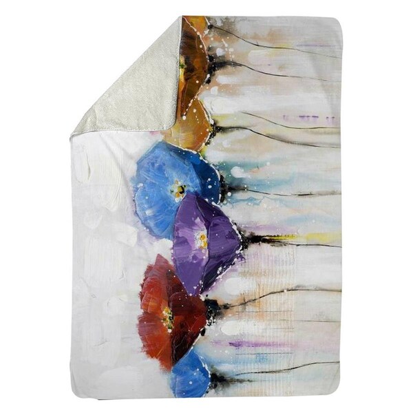 Kd Cuna 60 x 80 in. Colorful Flowers-Sherpa Fleece Blanket - KD2785841