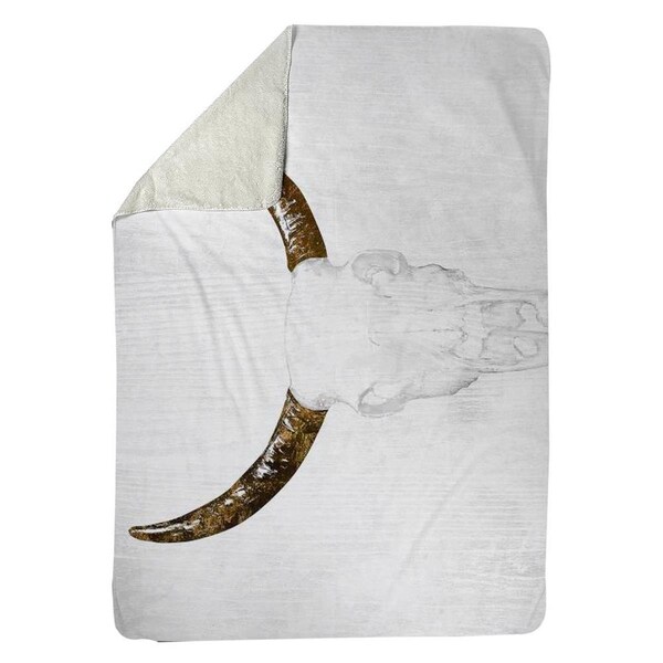 Begin Home Decor 60 x 80 in. Bull Skull with Brown Horns-Sherpa Fleece Blanket - 5545-6080-AN67