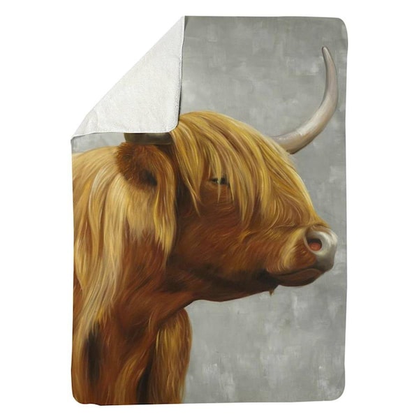 Begin Home Decor 60 x 80 in. Beautiful Higland Cattle-Sherpa Fleece Blanket - 5545-6080-AN316
