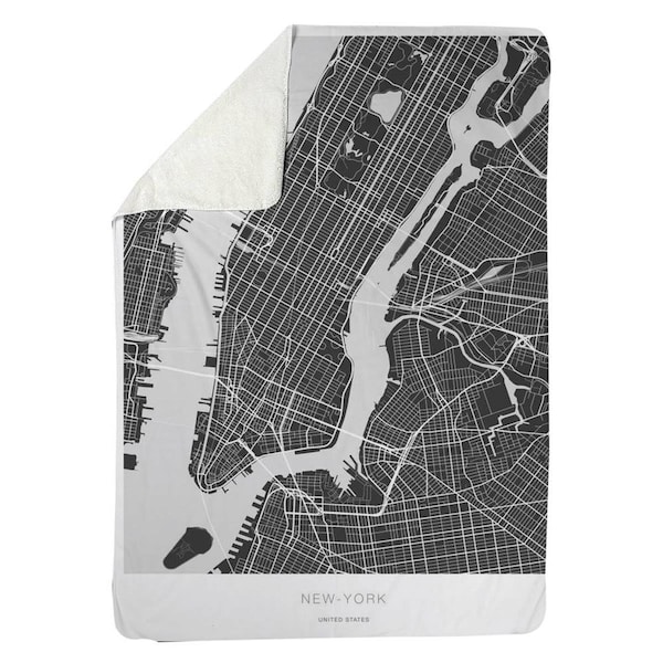 Begin Home Decor 60 x 80 in. New York Graphic Map-Sherpa Fleece Blanket - 5545-6080-TV16-1