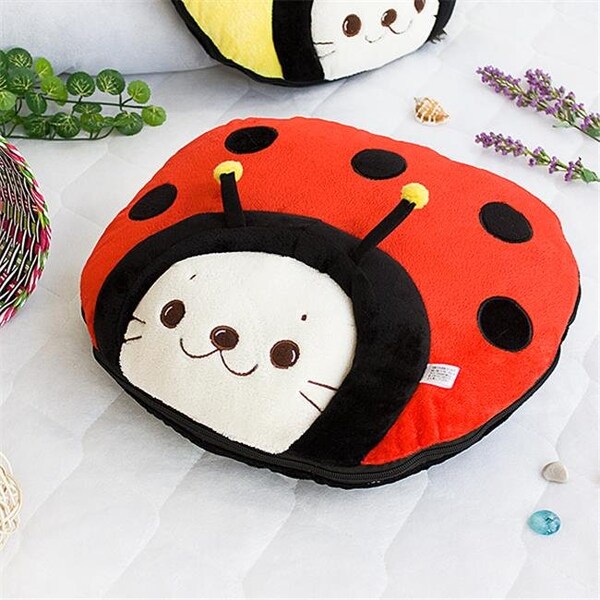 Better Than A Brand Sirotan - Ladybug Red Blanket Pillow Cushion / Travel Pillow Blanket - BE97570