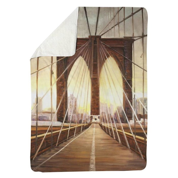 Kd Cuna 60 x 80 in. Sunset on the Brooklyn Bridge-Sherpa Fleece Blanket - KD2791005