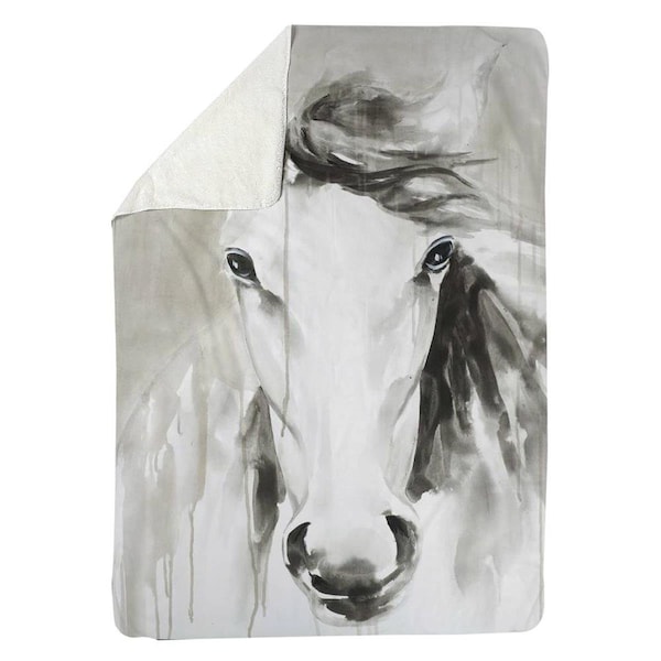 Begin Home Decor 60 x 80 in. Beautiful Abstract Horse-Sherpa Fleece Blanket - 5545-6080-AN251
