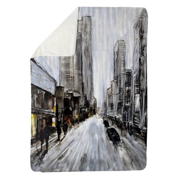 Kd Cuna 60 x 80 in. Grey Gloomy Street-Sherpa Fleece Blanket - KD2786105
