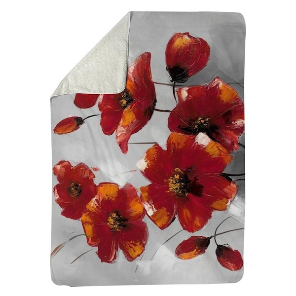 Begin Home Decor 60 x 80 in. Anemone Flowers-Sherpa Fleece Blanket - 5545-6080-FL8