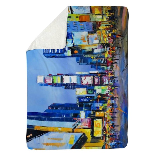 Begin Home Decor 60 x 80 in. Cityscape In Times Square-Sherpa Fleece Blanket - 5545-6080-CI34
