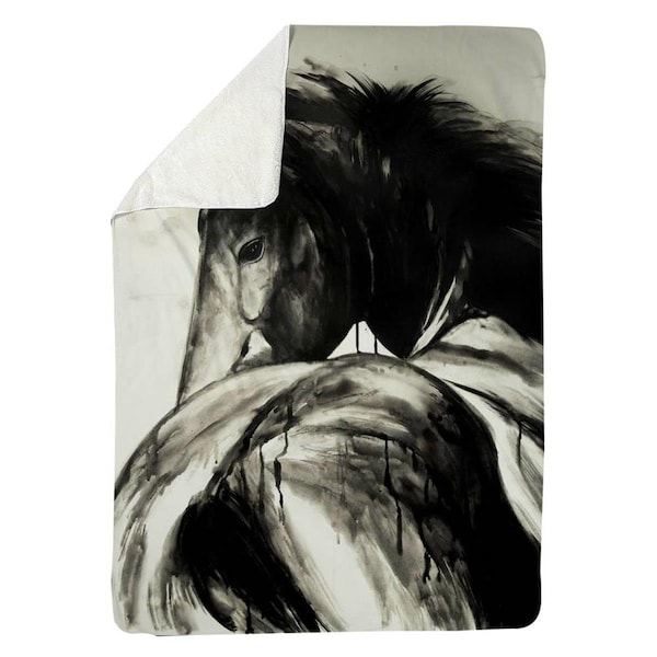 Kd Cuna 60 x 80 in. Classical Horse-Sherpa Fleece Blanket - KD2792446