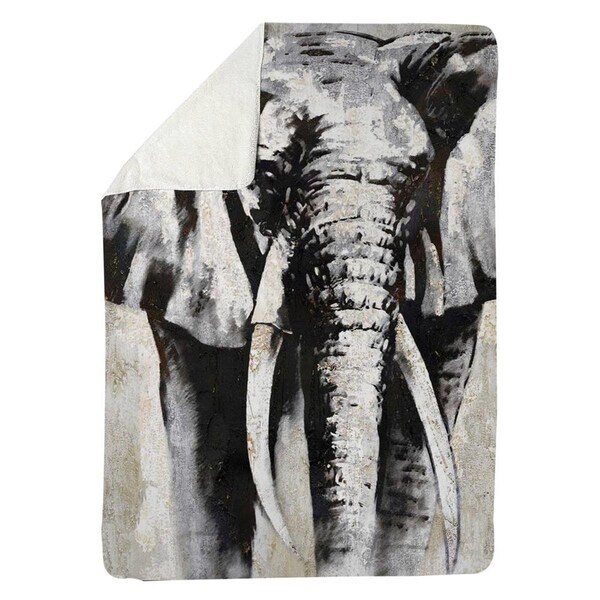 Kd Cuna 60 x 80 in. Greyscale Elephant-Sherpa Fleece Blanket - KD2788517