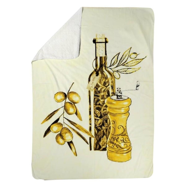 Begin Home Decor 60 x 80 in. Olive Oil & Pepper-Sherpa Fleece Blanket - 5545-6080-GA12