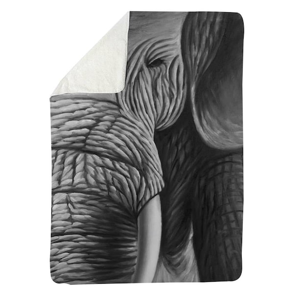Begin Home Decor 60 x 80 in. Elephant-Sherpa Fleece Blanket - 5545-6080-AN203