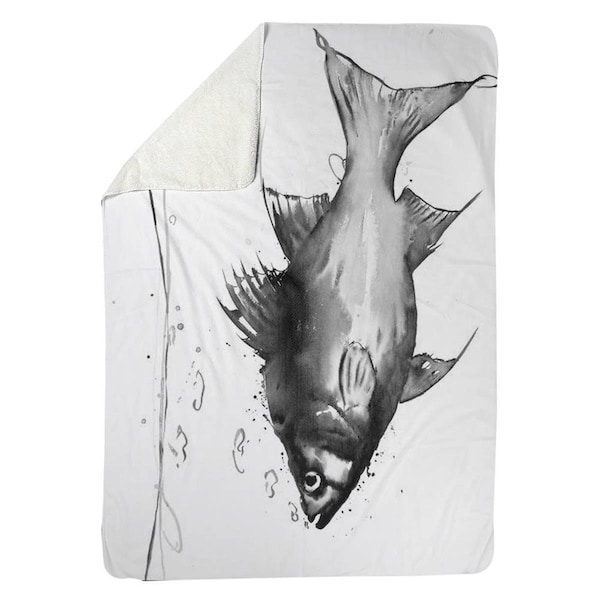 Begin Home Decor 60 x 80 in. Swimming Fish-Sherpa Fleece Blanket - 5545-6080-AN450