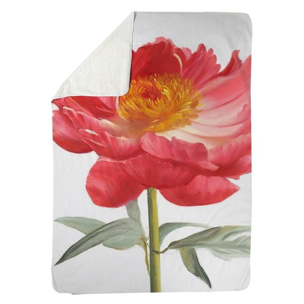 Begin Home Decor 60 x 80 in. Pink Peony-Sherpa Fleece Blanket - 5545-6080-FL207