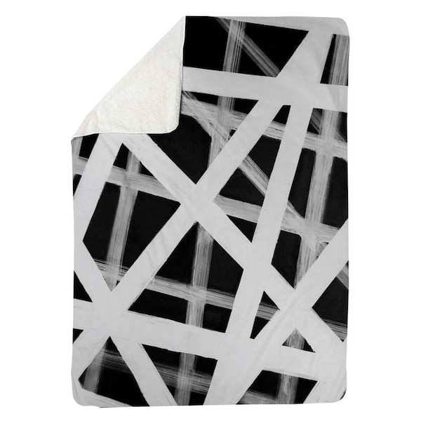 Kd Cuna 60 x 80 in. Geometric Stripes-Sherpa Fleece Blanket - KD2785800