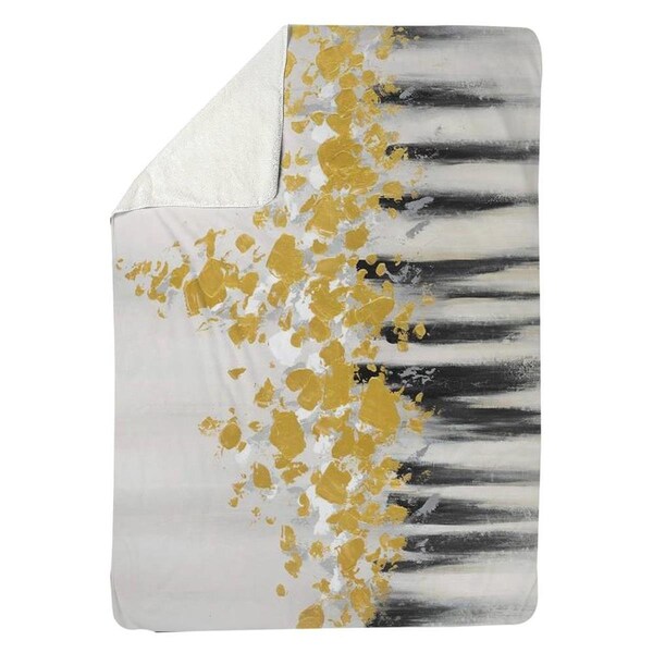 Kd Cuna 60 x 80 in. Abstract Gold Flowers-Sherpa Fleece Blanket - KD2786014
