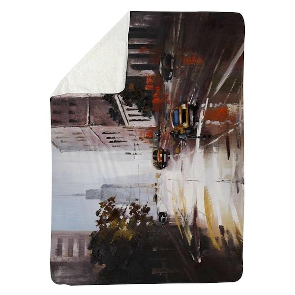 Begin Home Decor 60 x 80 in. Morning Street Scene-Sherpa Fleece Blanket - 5545-6080-CI243