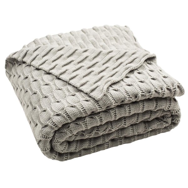 Safavieh 50 x 60 in. Noela Knit Tassel Throw, Light Grey - THR211A-5060