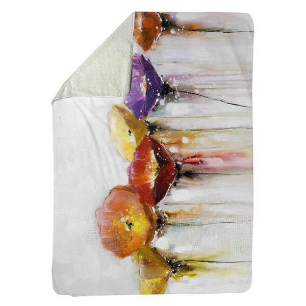 Kd Cuna 60 x 80 in. Multiple Colorful Abstract Flowers-Sherpa Fleece Blanket - KD2786057