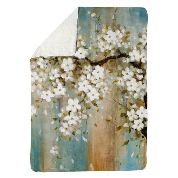 Begin Home Decor 60 x 80 in. Relaxing Cherry Blossoms-Sherpa Fleece Blanket - 5545-6080-FL79