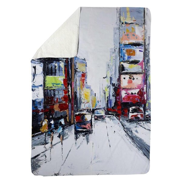 Kd Cuna 60 x 80 in. Time Square-Sherpa Fleece Blanket - KD2790025