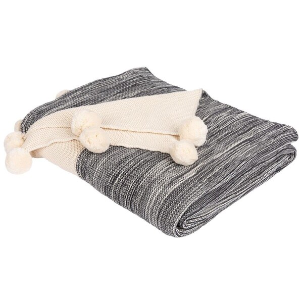 Safavieh Orie Pom Pom Throw, Grey & Natural - THR220A-5060