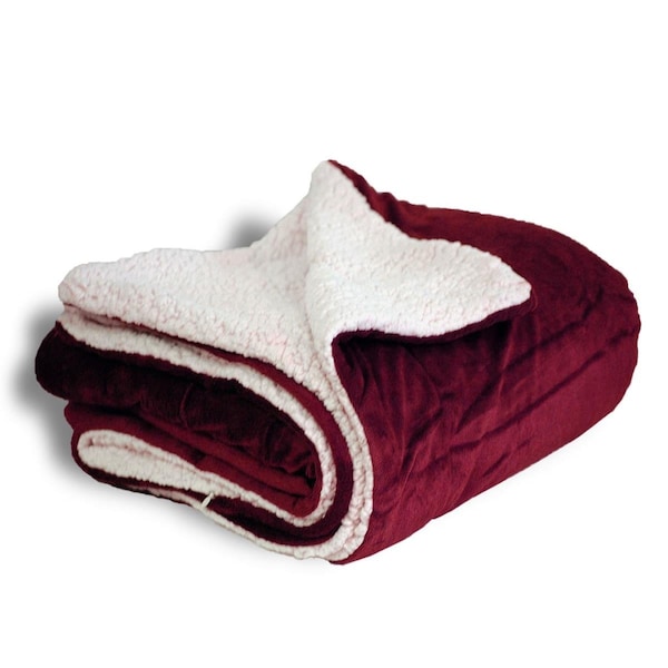 Kd Bufe 50 x 60 in. Micro Mink Sherpa Throw Blanket, Burgandy - KD2802906