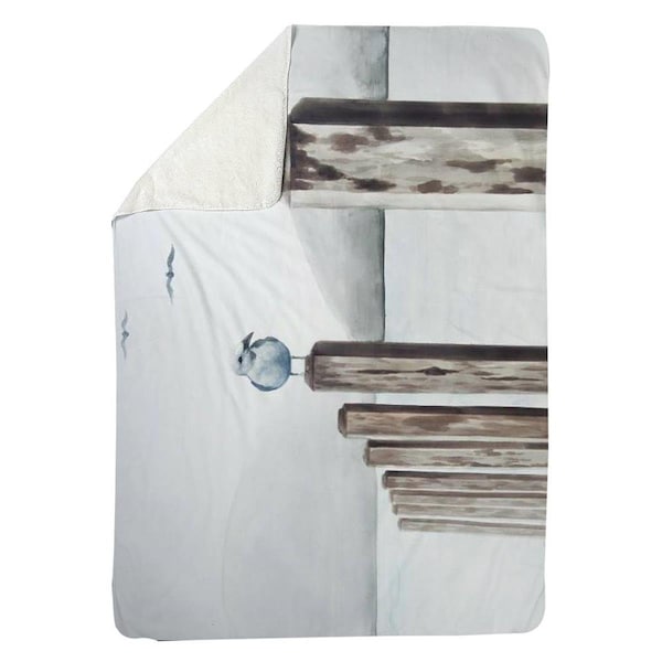 Begin Home Decor 60 x 80 in. Seagull At The Marina-Sherpa Fleece Blanket - 5545-6080-CO137