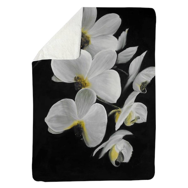 Begin Home Decor 60 x 80 in. Beautiful Orchids-Sherpa Fleece Blanket - 5545-6080-FL130