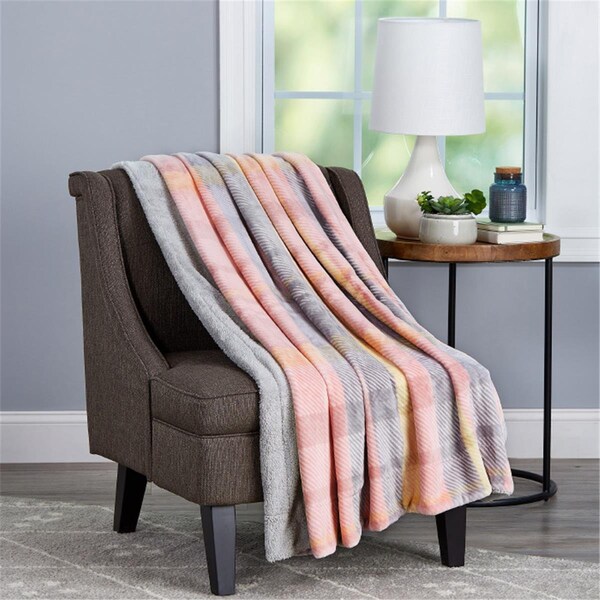 Lhc Oversized Plush Woven Polyester Sherpa Fleece Plaid Blanket - Modern Blush - 66-THROW023