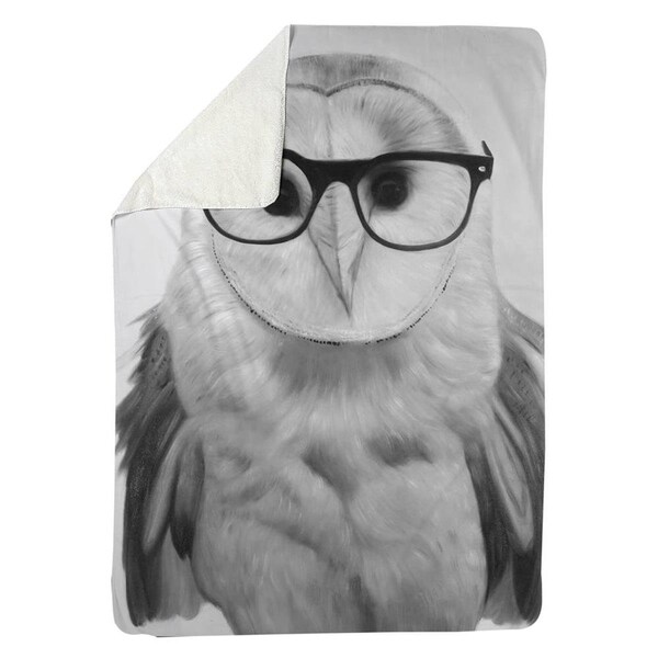 Kd Cuna 60 x 80 in. Realistic Barn Owl with Glasses-Sherpa Fleece Blanket - KD2787959