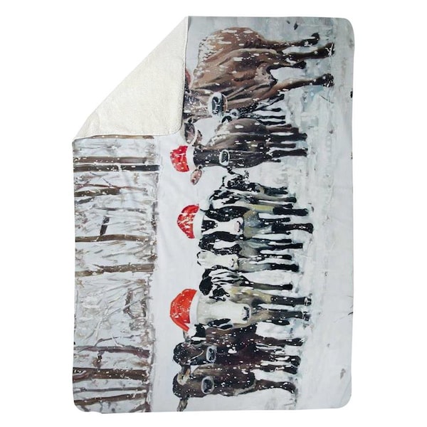 Kd Cuna 60 x 80 in. Curious Christmas Cows-Sherpa Fleece Blanket - KD2785844