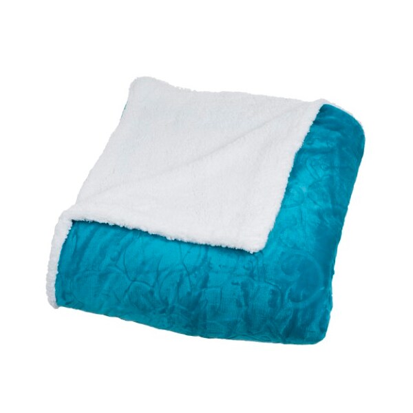 Hastings Home Hastings Home Floral Etched Fleece Blanket with Sherpa-F/Q-Teal - 348720NTQ