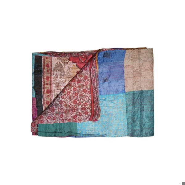 Homeroots 0.1 x 60 x 90 in. Kantha Silk Throw Quilt Blanket - 293214