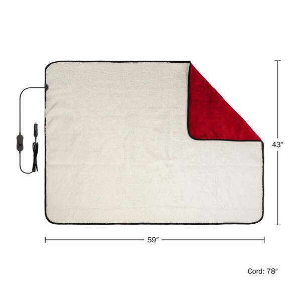 Stalwart 12V Heated Electric Car Blanket, Red - 75-CAR2010