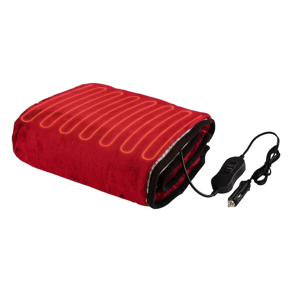Stalwart 12V Heated Electric Car Blanket, Red - 75-CAR2010