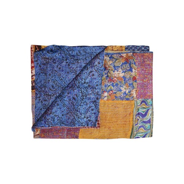 Homeroots 0.1 x 60 x 90 in. Kantha Silk Throw Quilt Blanket - 293215