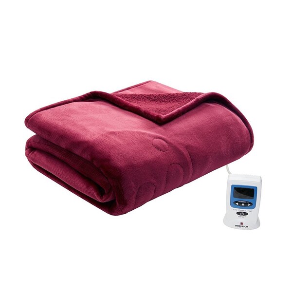 Woolrich Heated Plush To Berber Blanket, Garnet - Twin - WR54-1755