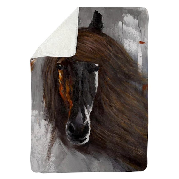 Begin Home Decor 60 x 80 in. Proud Brown Horse-Sherpa Fleece Blanket - 5545-6080-AN123