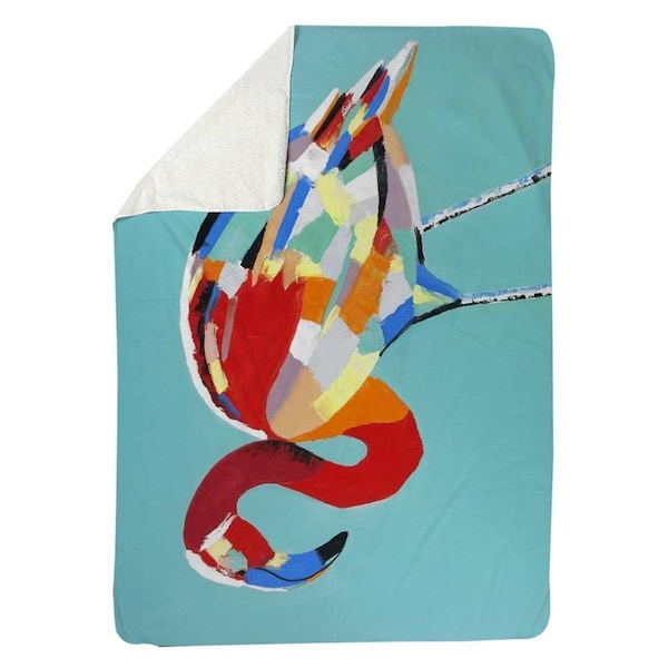 Begin Home Decor 60 x 80 in. Abstract Flamingo-Sherpa Fleece Blanket - 5545-6080-AN233