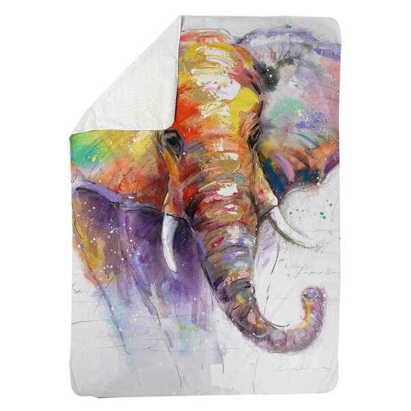 Kd Cuna 60 x 80 in. Beautiful & Colorful Elephant-Sherpa Fleece Blanket - KD2788516