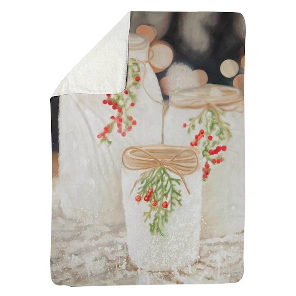 Kd Cuna 60 x 80 in. Christmas Candles-Sherpa Fleece Blanket - KD2789931