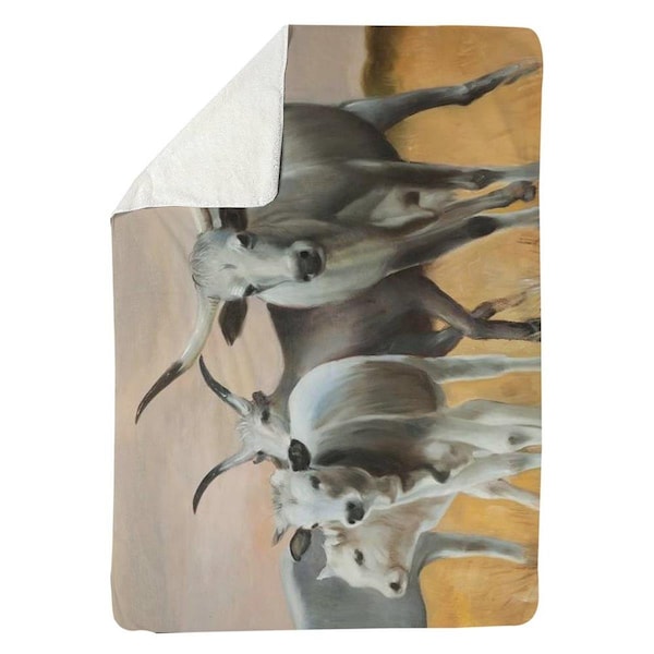 Begin Home Decor 60 x 80 in. Nguni Breeding-Sherpa Fleece Blanket - 5545-6080-AN319