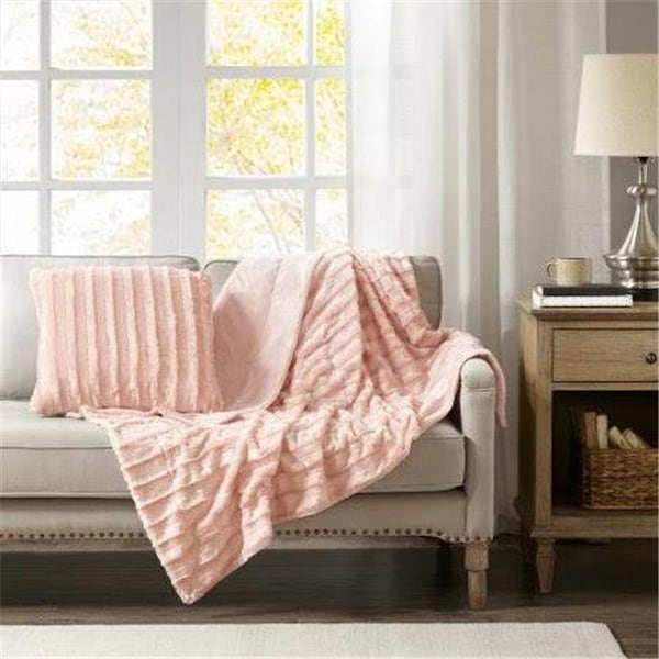 Madison Park Madison Park MP50-4823 50 x 60 in. Long Fur Throw; Blush - MP50-4823