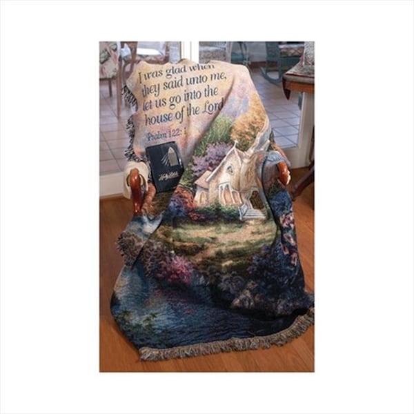 Manual Woodworkers & Weavers Manual Woodworkers and Weavers ATBCCV Church In The Country With Verse Tapestry Throw Blanket Fashionable Jacquard Woven 50 X 60 in. - ATBCCV