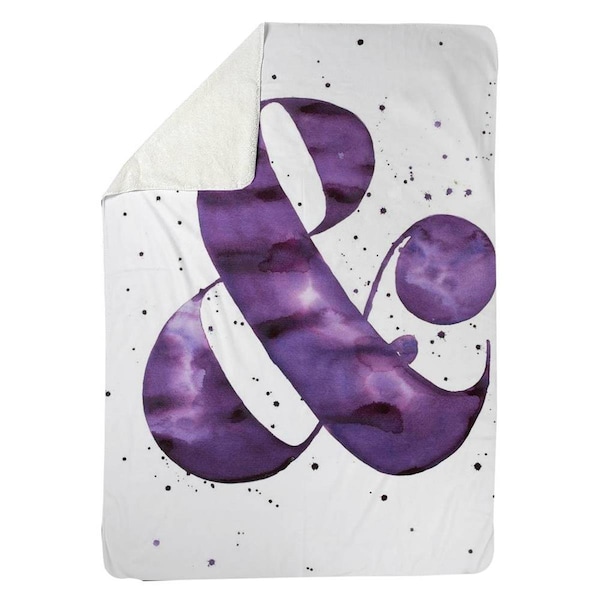 Begin Home Decor 60 x 80 in. Ampersand Purple-Sherpa Fleece Blanket - 5545-6080-TY19