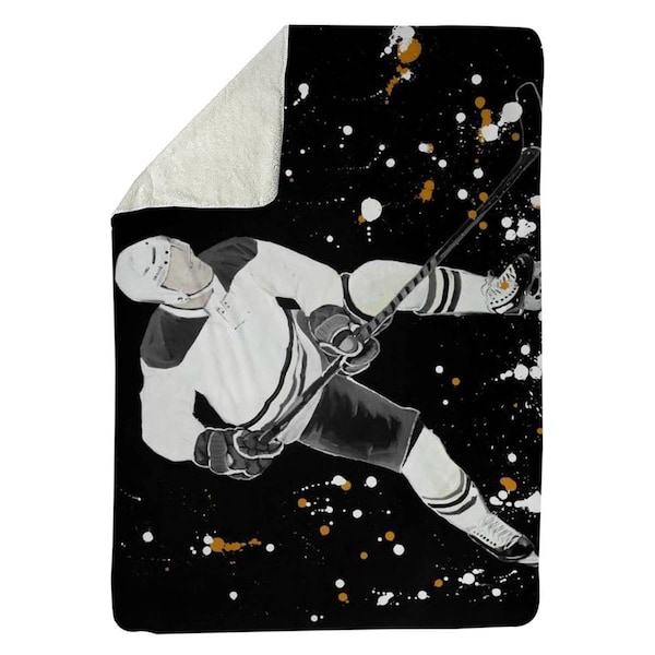 Kd Cuna 60 x 80 in. Hockey Player In Action-Sherpa Fleece Blanket - KD2787467