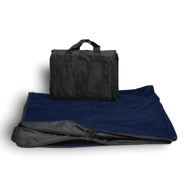 Kd Bufe 50 x 60 in. Fleece Nylon Picnic Throw Blanket, Navy - KD2804209