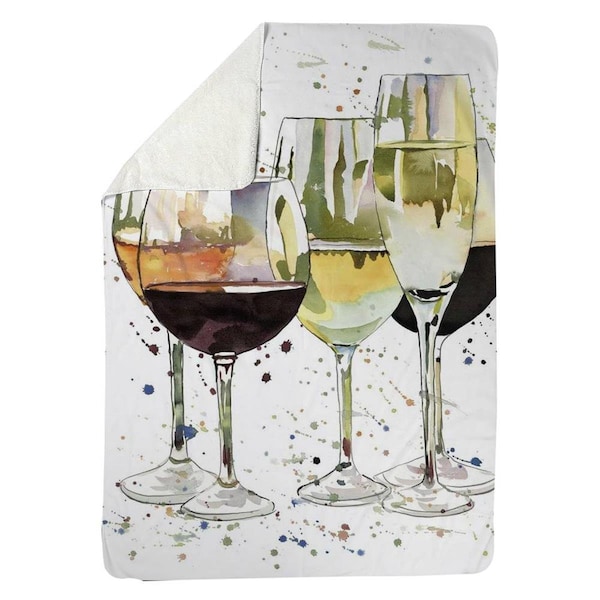 Begin Home Decor 60 x 80 in. Beautiful Wine Glasses-Sherpa Fleece Blanket - 5545-6080-GA112