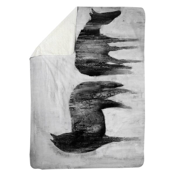 Kd Cuna 60 x 80 in. Horses Silhouettes in the Mist-Sherpa Fleece Blanket - KD2791110