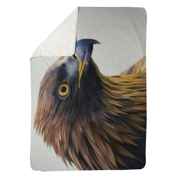 Begin Home Decor 60 x 80 in. Brown-Headed Eagle-Sherpa Fleece Blanket - 5545-6080-AN463