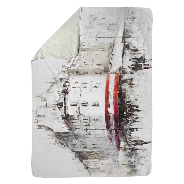 Begin Home Decor 60 x 80 in. White Street with Red Accents-Sherpa Fleece Blanket - 5545-6080-ST11